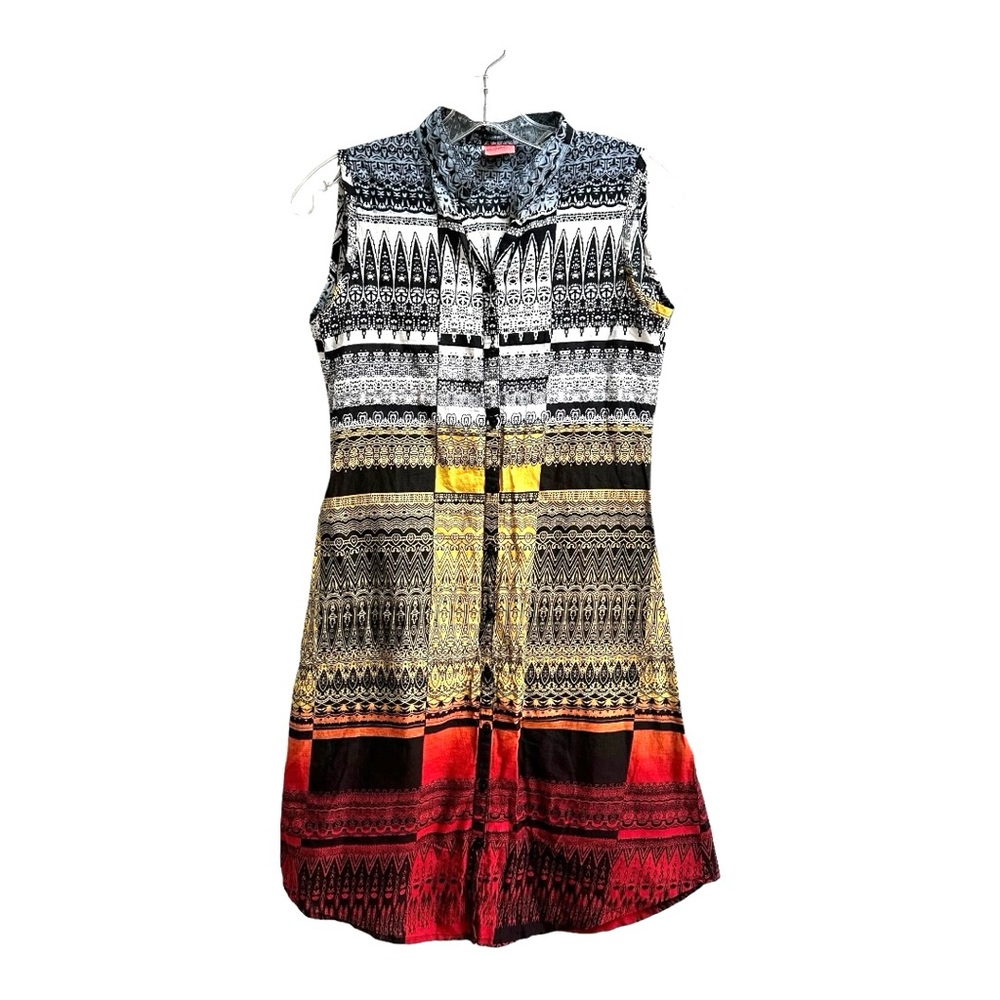 Dorry Color-block Sleeveless Boho Button Front Dress Size Small Colorful Bold - Picture 2 of 11